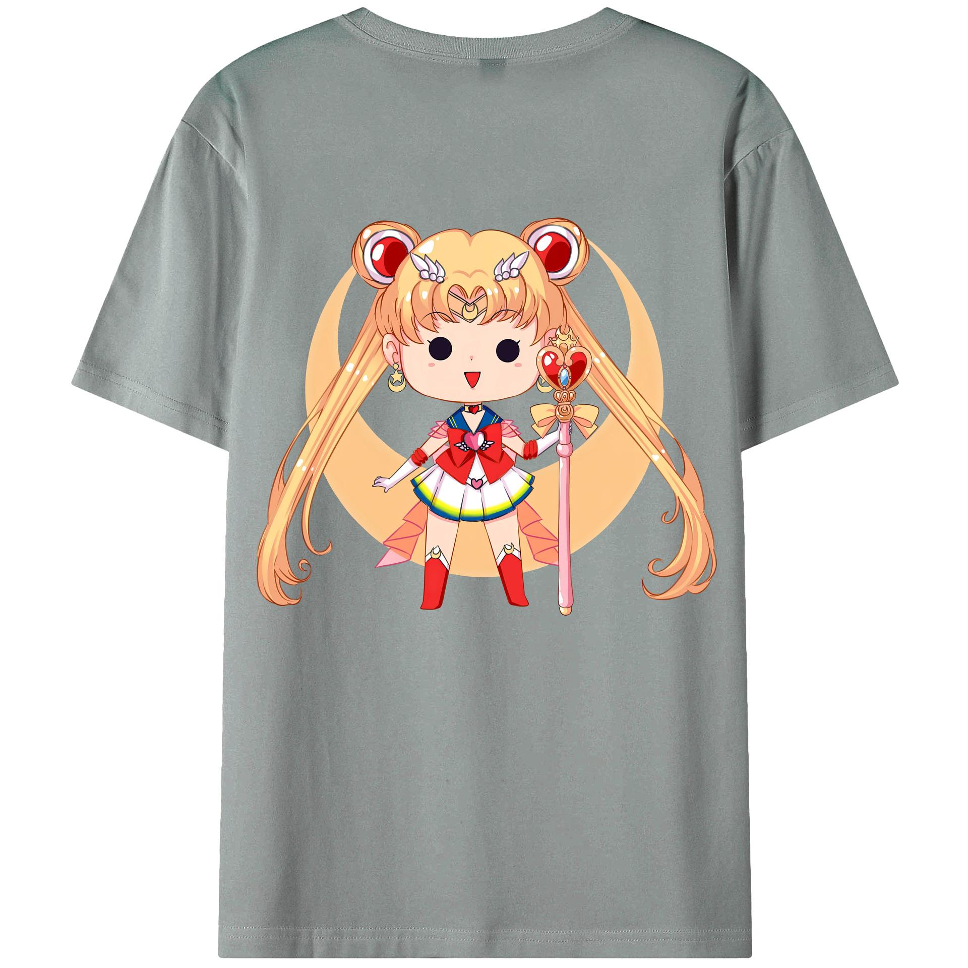 （画像用） 美少女戦士セーラームーン 月野 うさぎ つきの うさぎ Sailor Moon Tsukino Usagi 綿100％ メンズ半袖Tシャツ（バックプリント） 通気性